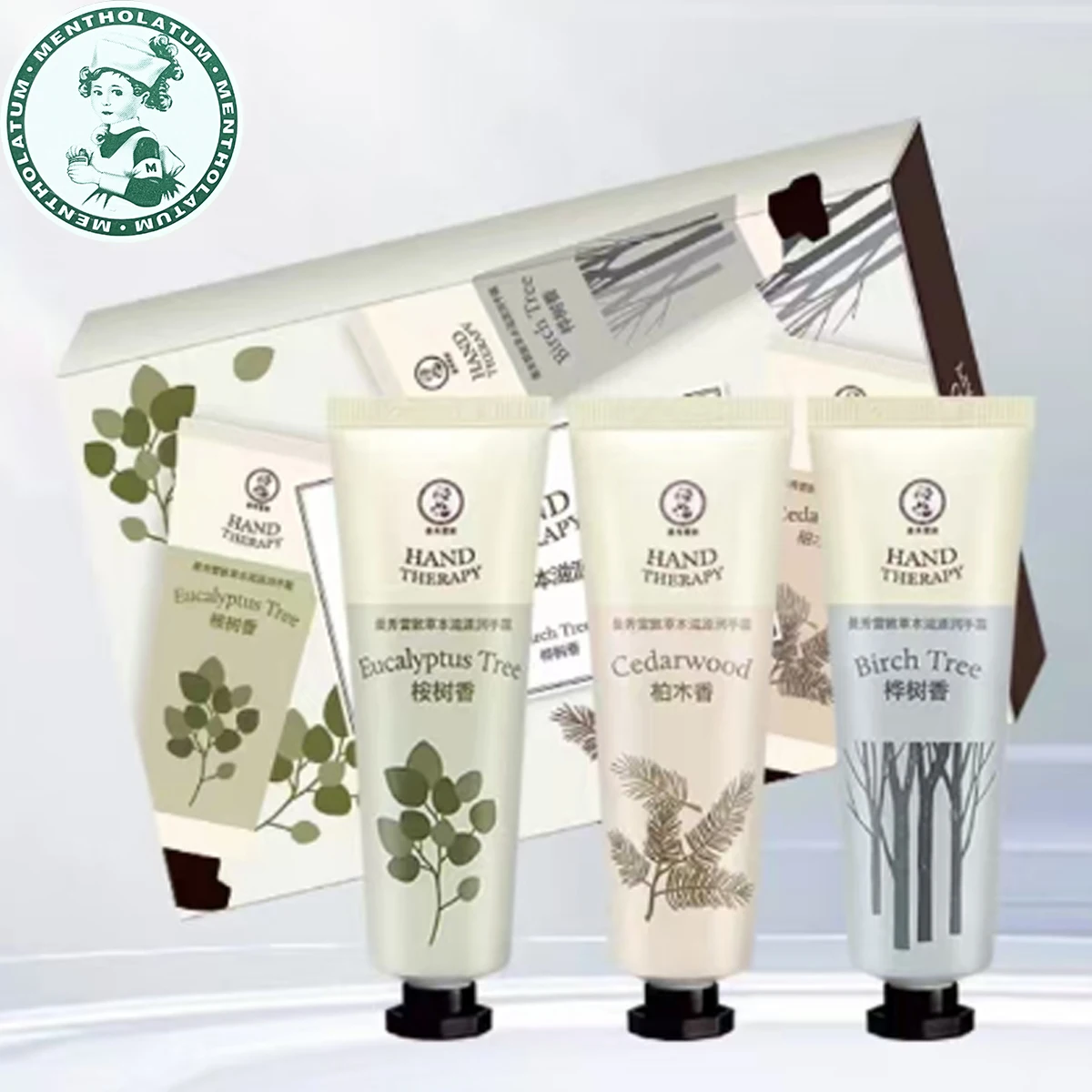 

Mentholatum Herbal Essence Hand Cream Set Cedar Wood Scent Birch Wood Scent Eucalyptus Scent Moisturizing Hand Lotion