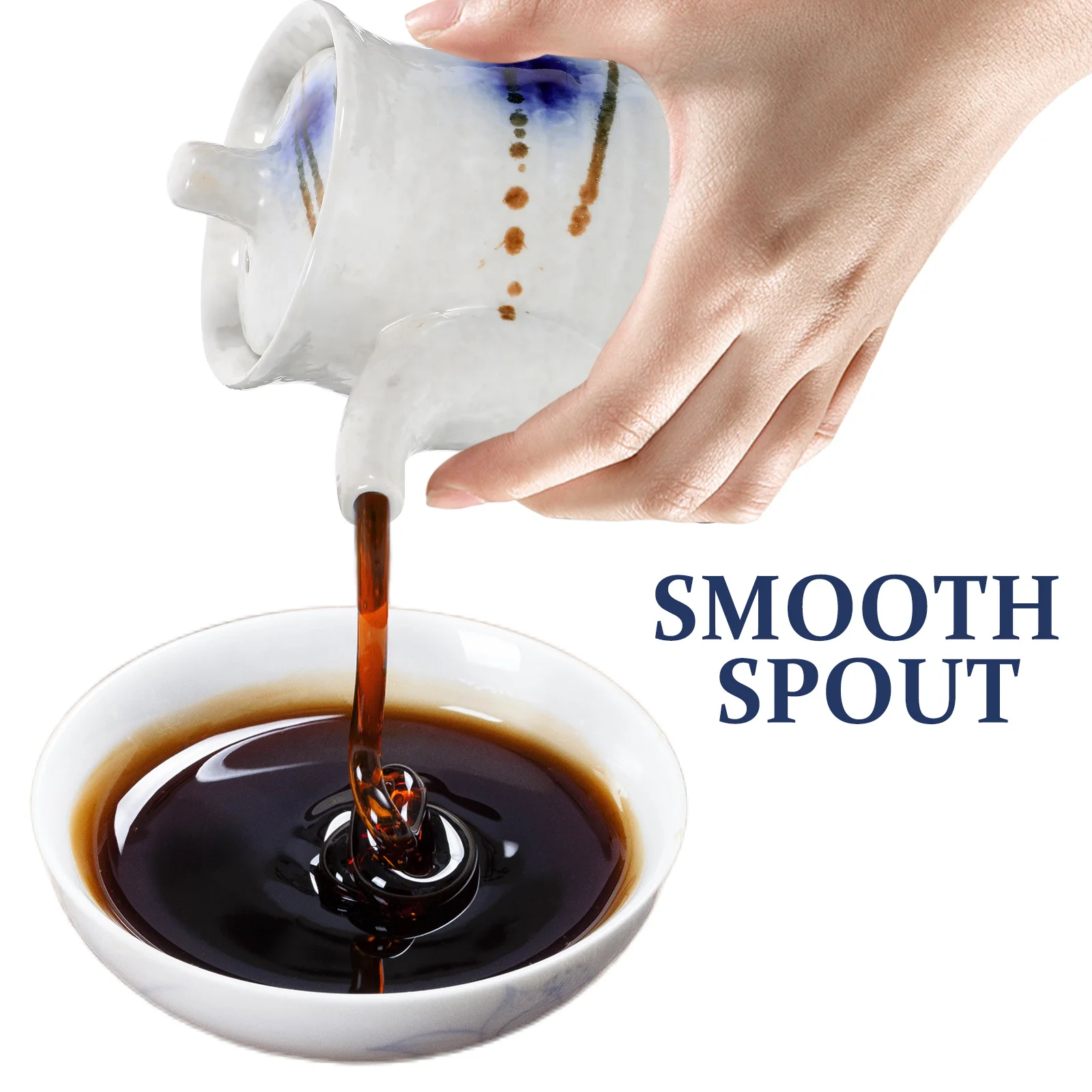 

Ceramic Vinegar Pot Soy Sauce Dispenser Japanese Style Aesthetic Safe Material Easy Pour Spill Proof Seasoning Organizer