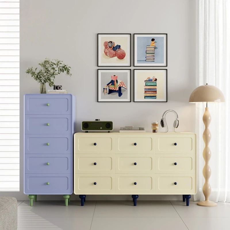 LTT Cream Style Italian Minimalist Nordic Solid Wood Five-Six Bucket Cabinet Bedroom Storage Cabinet Side Cabinet
