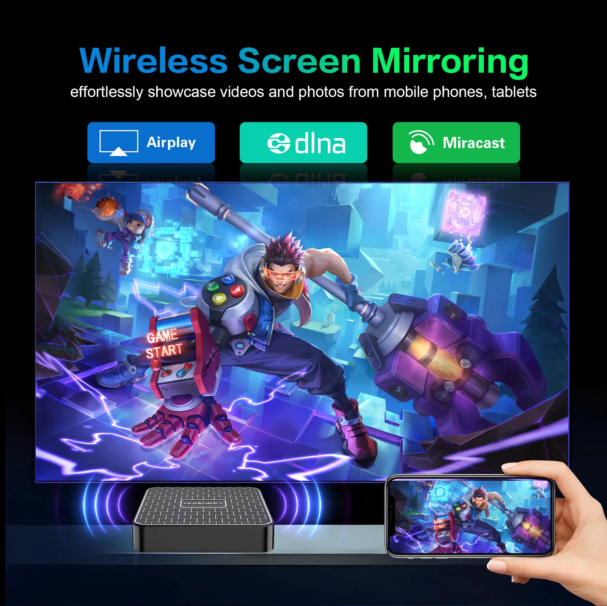 Mortal Smart Android TV Box Android 14 Voice T1mini Netflix 4K WiFi6 Rockchip 3518 HDR 10 BT5.0 Wireless Games Player Box