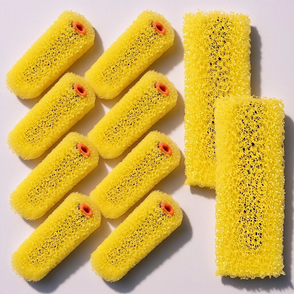 

10Pcs Texture Sponge Paint Roller Brush Embossed Design for Wall Art Compound and Elastic Paint Patterning Yellow
