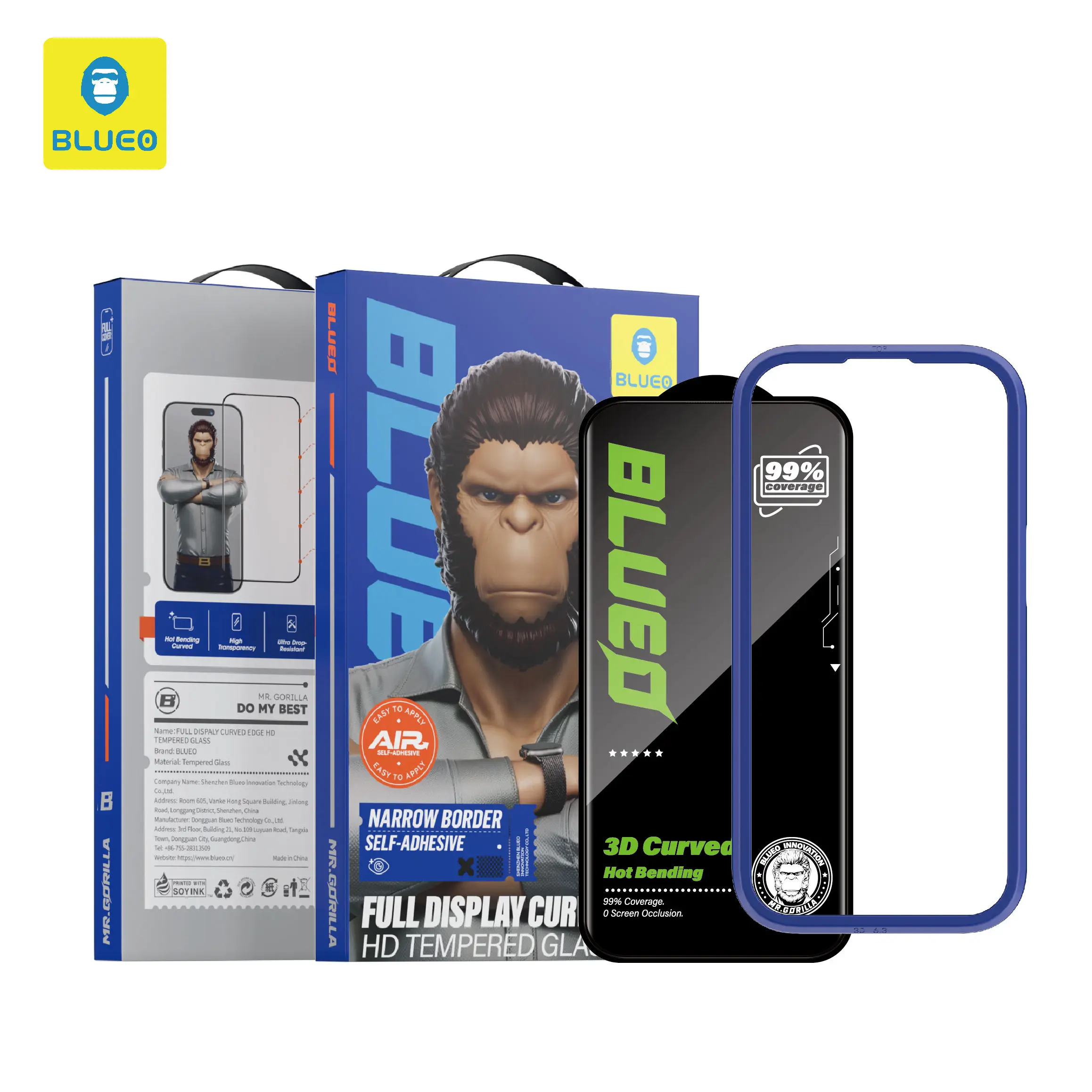 Blueo For iphone 17 pro max Screen Protector 3D HD SELF-ADHESIVE HOT BENDING  For iphone 17 pro with [Alignment Frame]