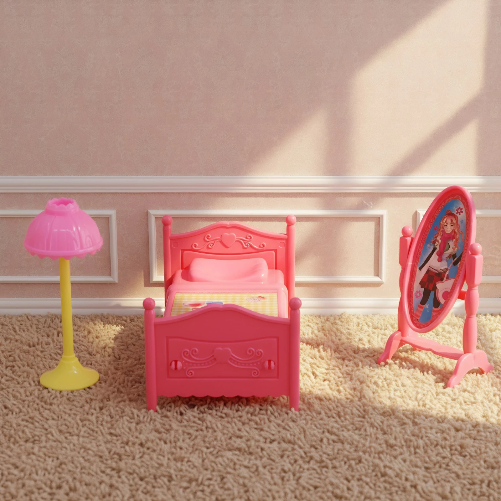 미니 인형의 집 장난감 세트, 아이들에게 완벽한 선물, 상상력 넘치는 놀이를 위한 튼튼한 디자인, 식당 및 침실 용품 포함