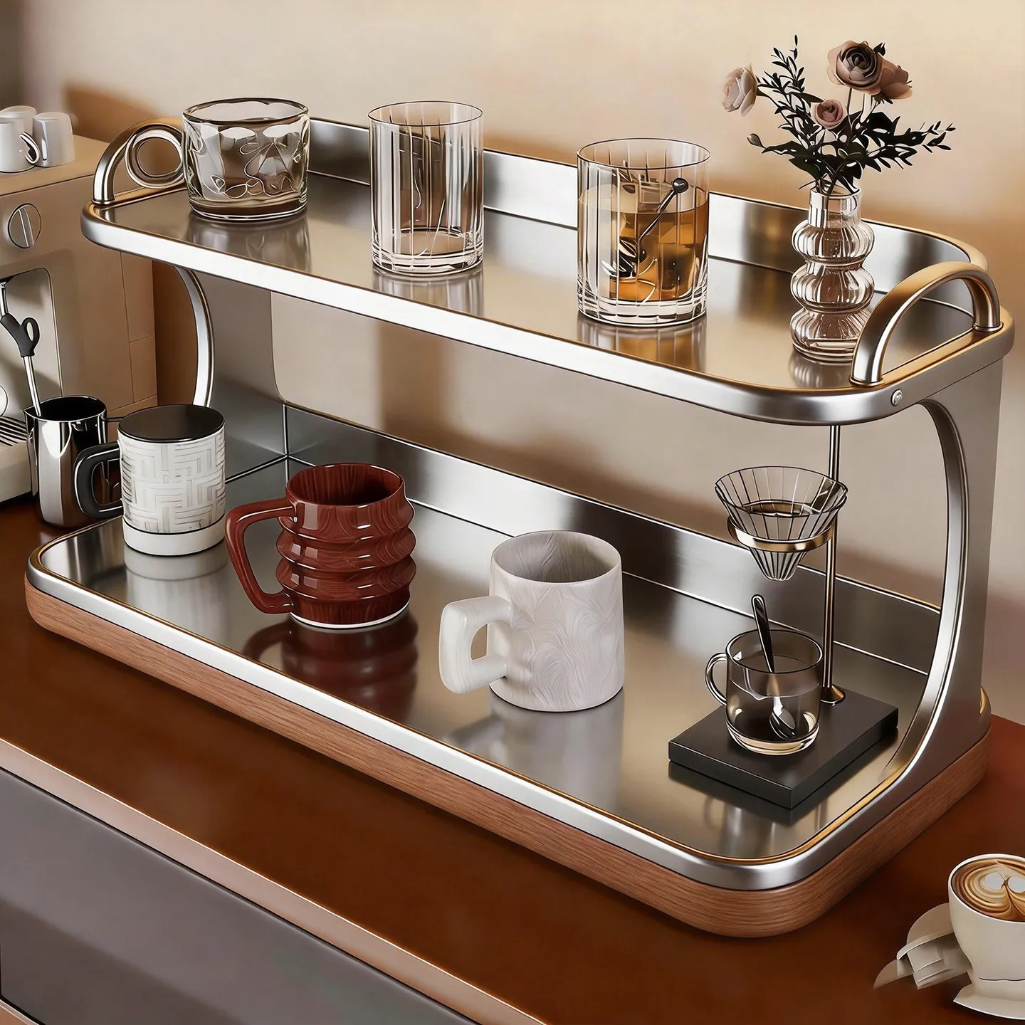 DSA desktop storage cup holder tea bag storage rack mug display case tea set layered finishing rack