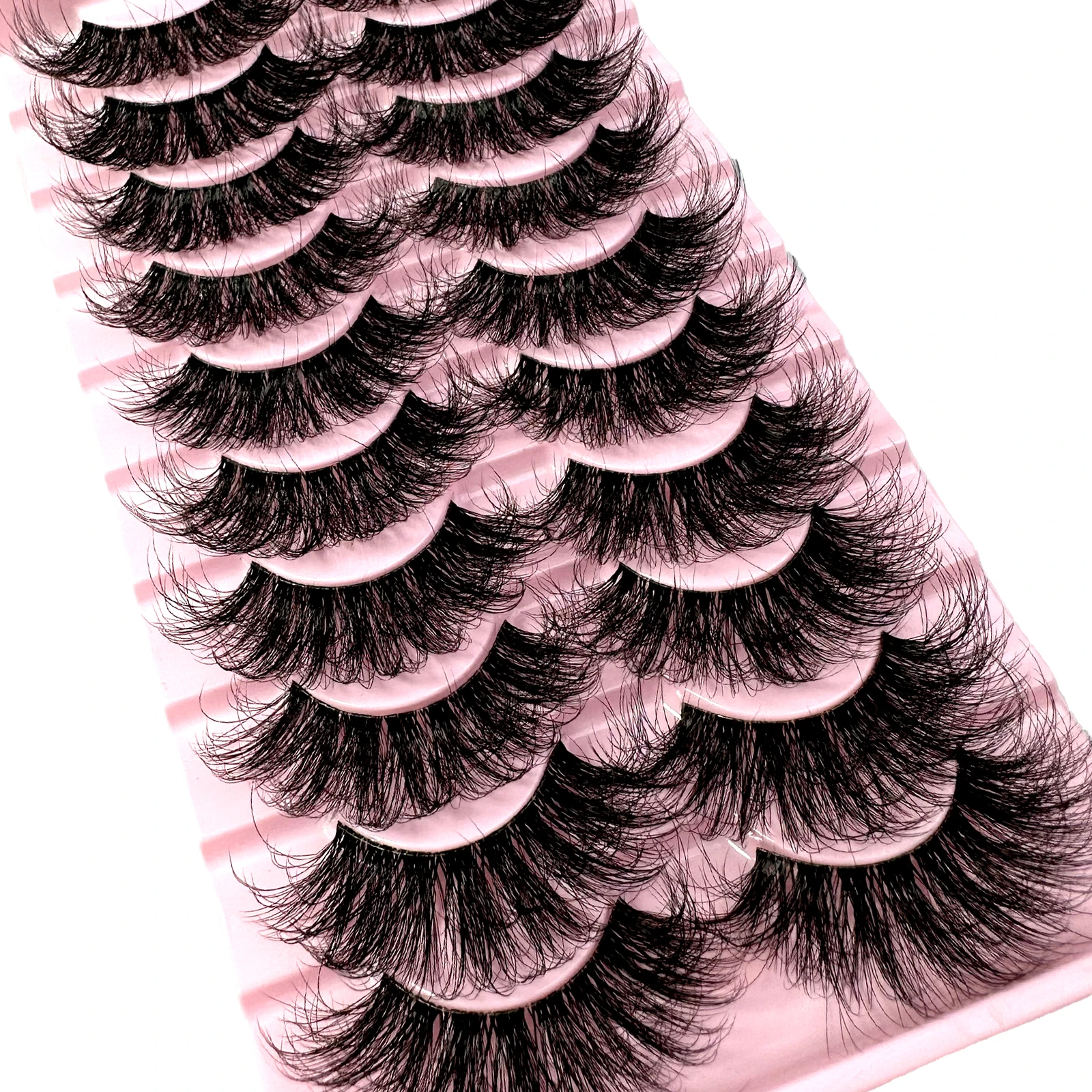 10 paia 25mm lunghi ciglia di visone fascia trasparente ciglia incrociate fascia trasparente ciglia finte fatte a mano ciglia drammatiche Upp