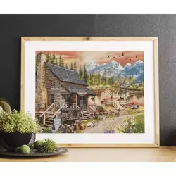 Log Cabin General Store 18CT 16CT 14CT niezadrukowane najwyższej jakości zestawy do haftu krzyżykowego sztuka haftu DIY ręcznie robione robótki wystrój domu