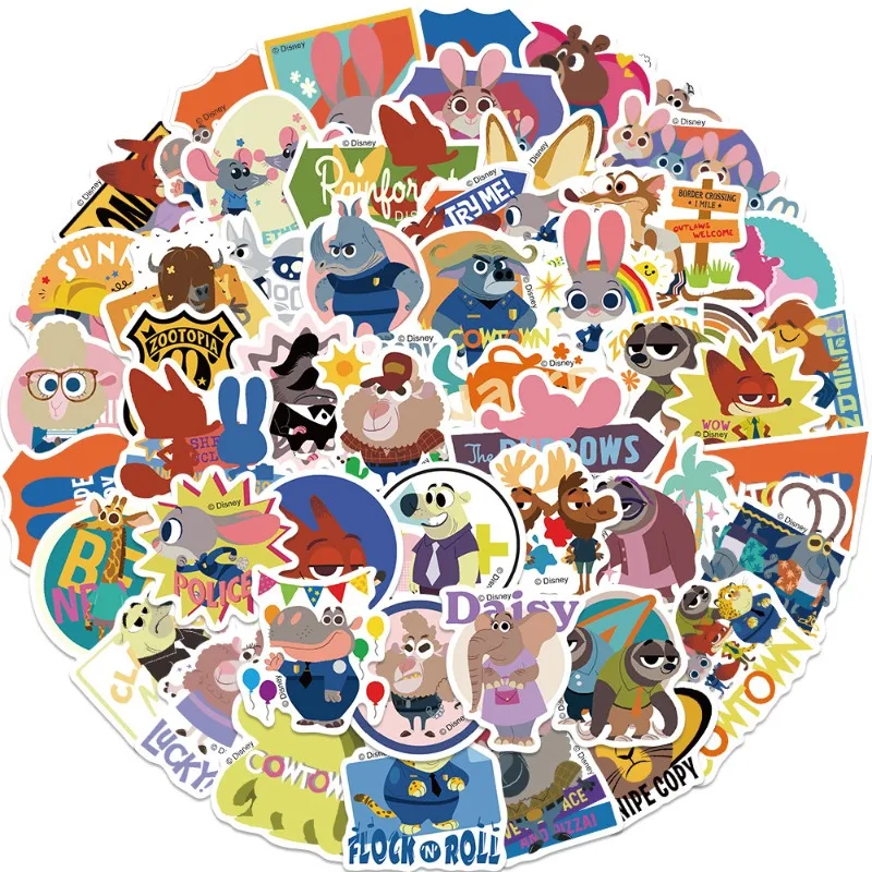 50pcs Animated‌ Zootopia‌ Graffiti Stickers Suitcase Water Cup Guitar Stationery Refrigerator Mobile Phone Decoration Stickers