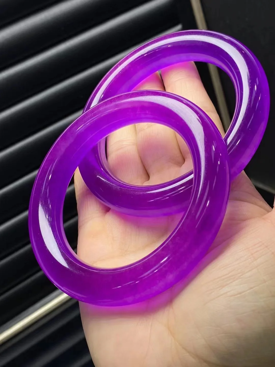 

New Exquisite High Ice Purple Jade Bracelet round bar Perfect Elegant Jadeite Bangles women's Fine Handring Jewelry