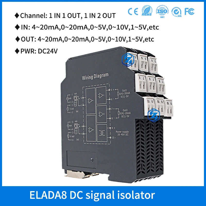 

0.1%fs High Accuracy 4-20ma 0-10V Signal Converter Conditioner Isolator 0-5v Analog Signal Isolation Module Distributor