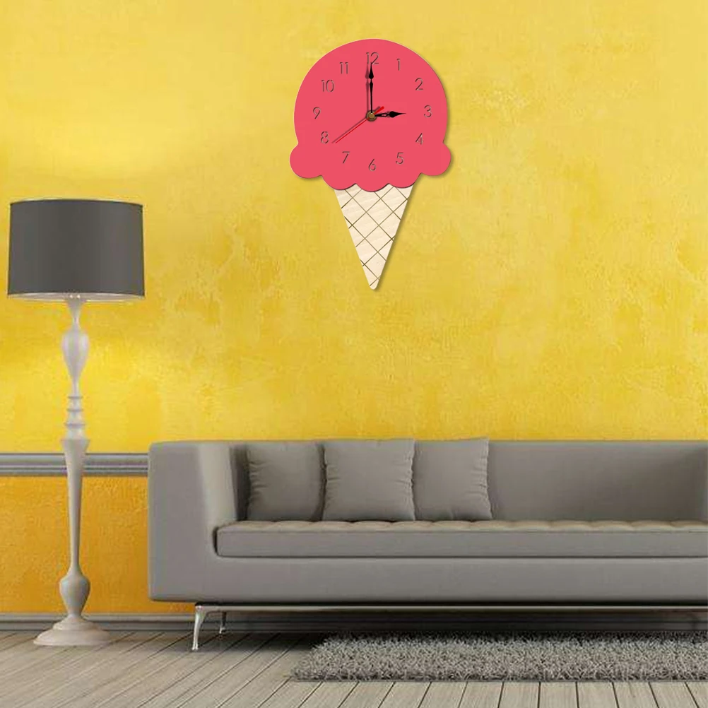 

Durable Ice Cream Clock Wall Decoration for Kids Room Living Room Office Conference Room