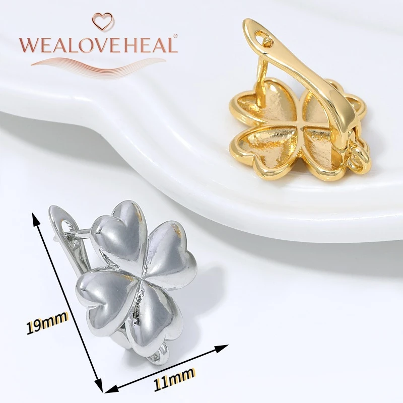 schmuckherstellung zubehör, 18K Vergoldete Messing-Ohrringhaken mit 4 Herzen und Blumen, Glücksbringende Herzförmige Ohrhaken für DIY Schmuckherstellung – Detail 17