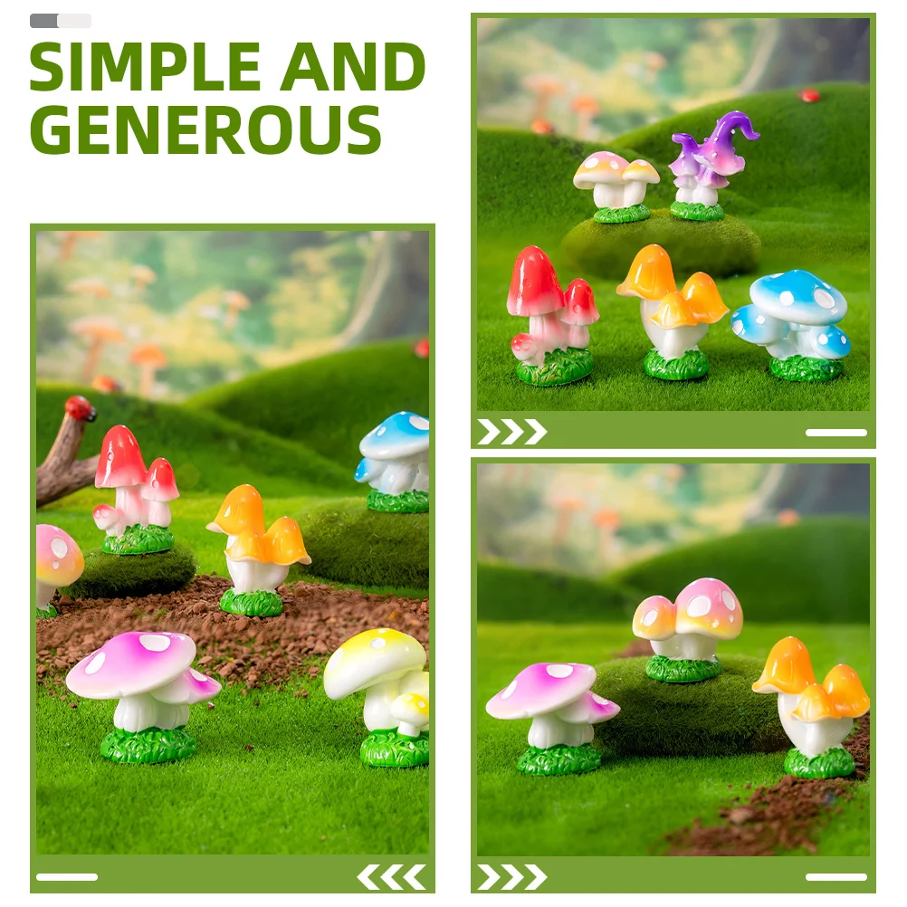 

11Pcs Miniature Mushroom Ornament Resin Small Mushroom Decoration for Garden Micro Landscape Flower Pot Mushrooms Decor