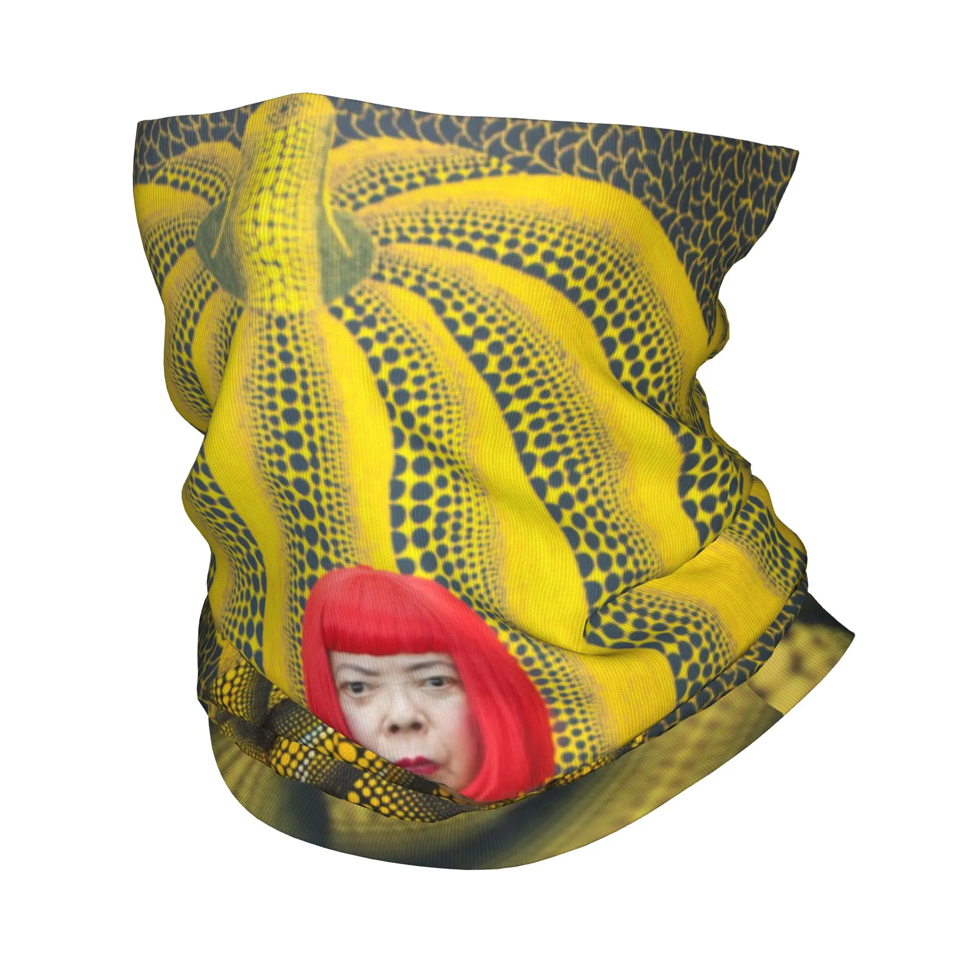 

Custom Yayoi Kusama Neck Gaiter Men Women UV Face Shield Winter Pumkin Abstract Painting Bandana Scarf for Cycling