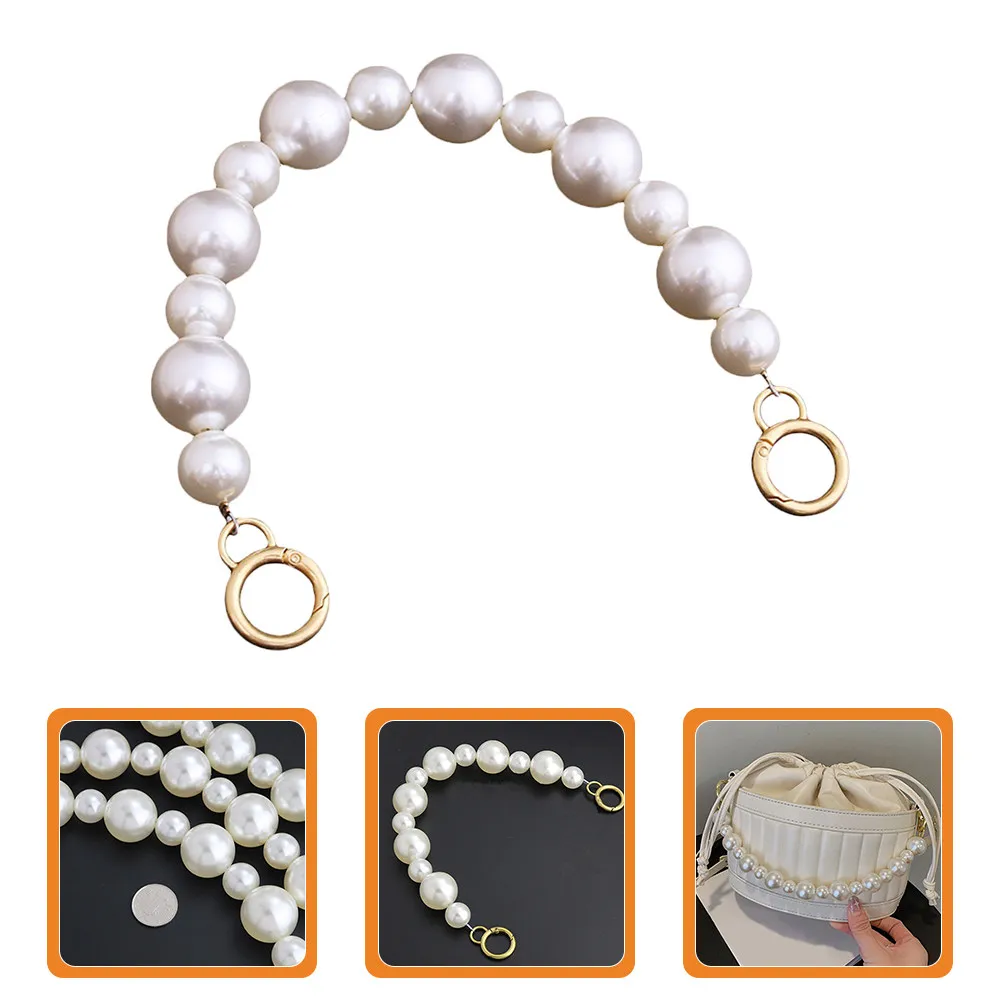 Bag Chain Replacement for Handbag Purse Pearl Decorative Chain Stylish Lightweight Plastic Buckles Easy Install DIY Bag Strap