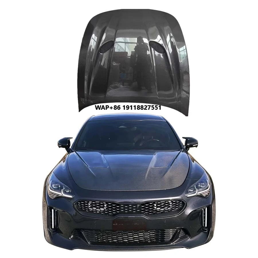 

High Quality New Carbon Fiber Hood for KIA Stinger Bolt-On Installation with Bolts Perfect Fit