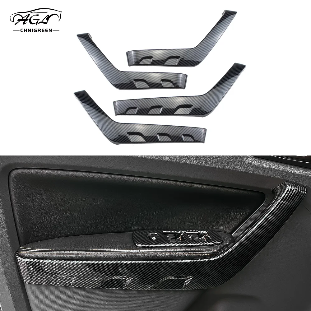 4Pcs Carbon Fiber Color Car Interior Door Handle Cover Trim Car Interior Decorative For Ford RANGER 2015-2020