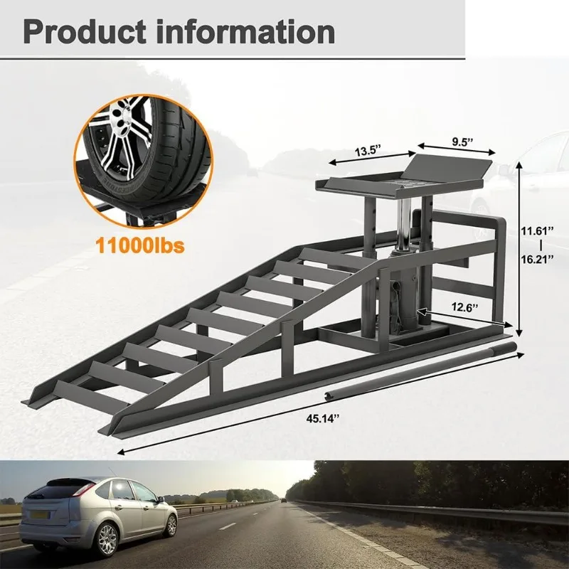 2 Pack Hydraulic Car Ramps 5T 10000lbs Low Profile Car Lift Service Ramps Truck Trailer Garage,Height Hydraulic Vehicle Ramps