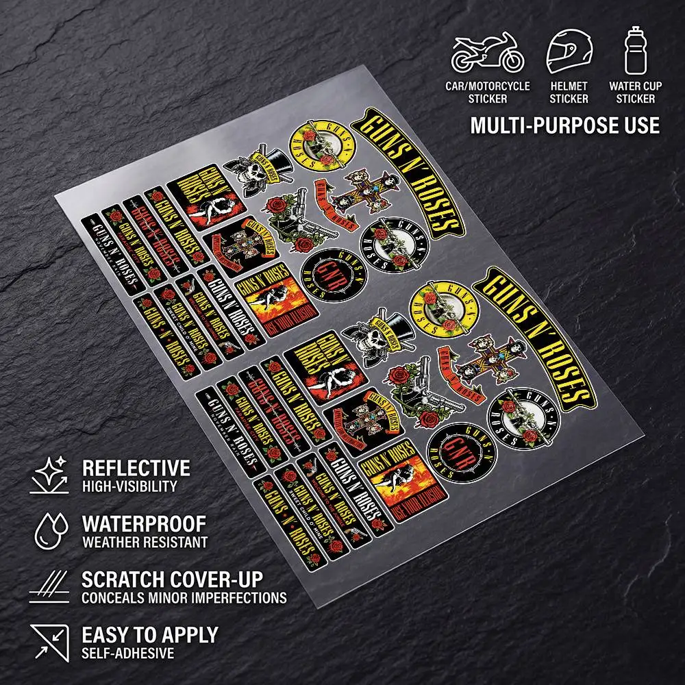 G-gUnS n' rOsEs-S Safety Reflective Waterproof Auto Decal Scratch Cover Stickers Universal For Bike Helmet Mug Refrigerator