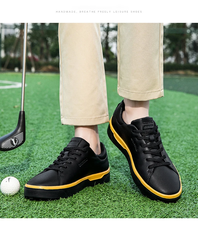 Golfschuhe Herren, große Größe bis 47 # Rotierende Schnalle, professionell, rutschfest, ohne Spikes, Outdoor, Anfänger, Training, Golf, Turnschuhe, Unisex – Detail 17