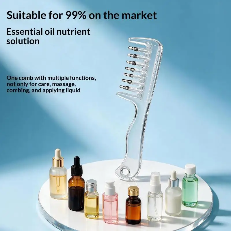 Unisex Essential Oil Applicator Massage Comb Built-in Liquid Reservoir Even Liquid Dispensing Rolling Scalp Care Tool