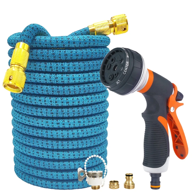 

Растягивающийся садовый шланг для полива 25-125 футов, 8-функциональный регулируемый пистолет для мойки автомобилей, садовый шланг, принадлежности для ирригации