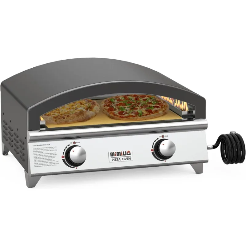 

Outdoor Gas Pizza Oven,25Inch Portable Propane Pizza Oven with Large Baking Stone-Multifunctional Stainless Steel Grilling Stove