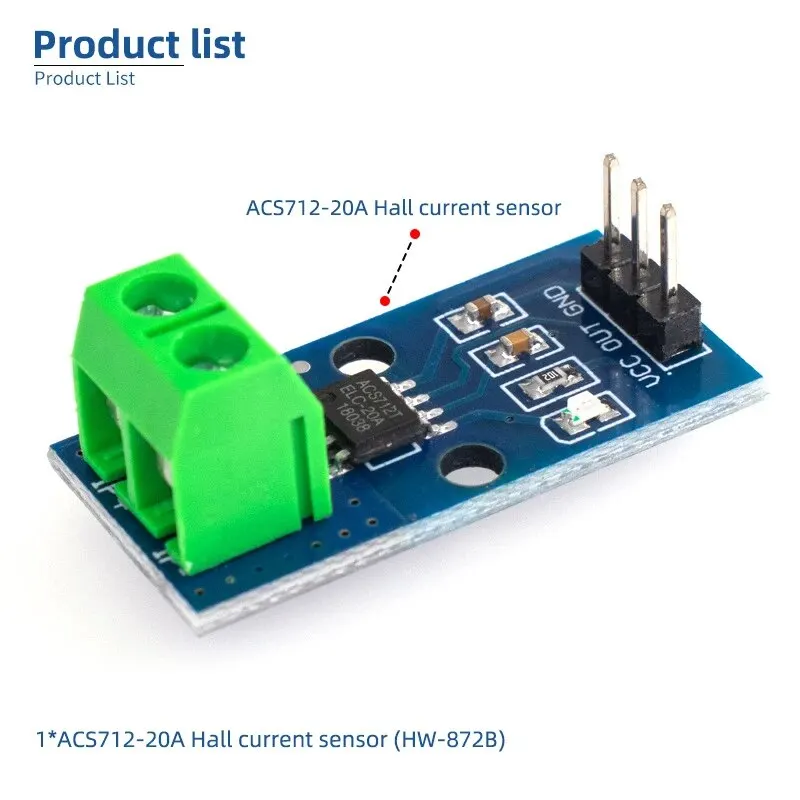 ACS712 Module 5A/20A/30A Range Current Detection Board ACS712-05B Hall Current Sensor