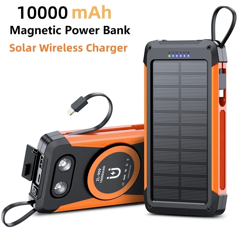 

Solar Power Bank Magnetic Wireless 22.5W Fast Charger for iPhone 16 Samsung Portable External Battery Magsafe Powerbank Station