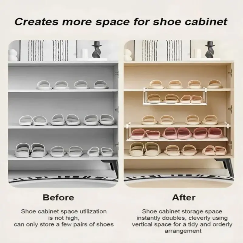 Multi-functional tiered partition shoe rack Stainless Steel Multifunctional Clip-on Shoe Rack Layered Shoe Hanger