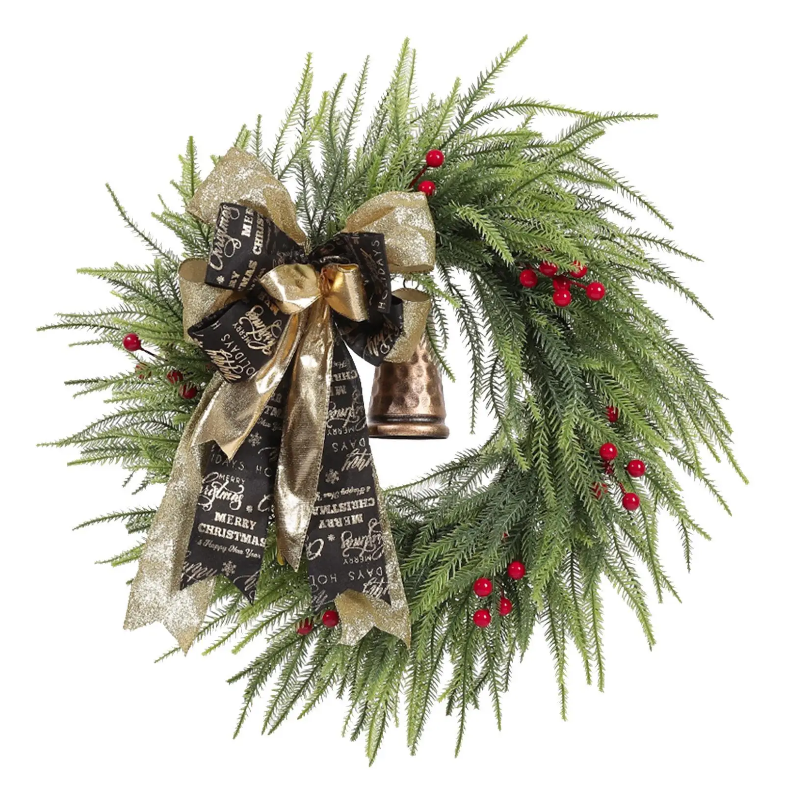 

Christmas Wreath for Front Door Decorative Outdoor with Bow Knot Wall Hanging Ornament for Living Rooms Porches Bedrooms Window