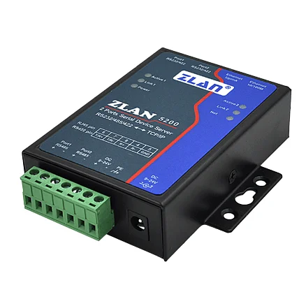 2 Ports Serial Device Server ZLAN5200 is a 2 ports protocol converter between RS232/485/422 and TCP/IP.