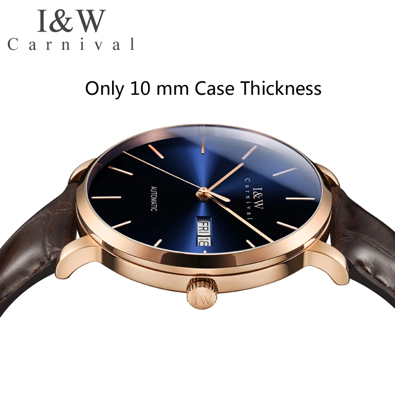 New Switzerland I&W Carnival Brand Luxury Import NH36A Automatic Mechanical Men's Watches Dual Calendar Waterproof Clock 8028G