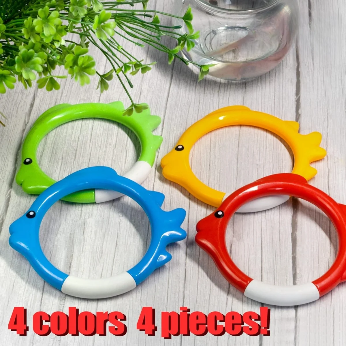 4pcs diving ring set, fish shaped diving ring, four color diving ring, suitable for swimming training and entertainment