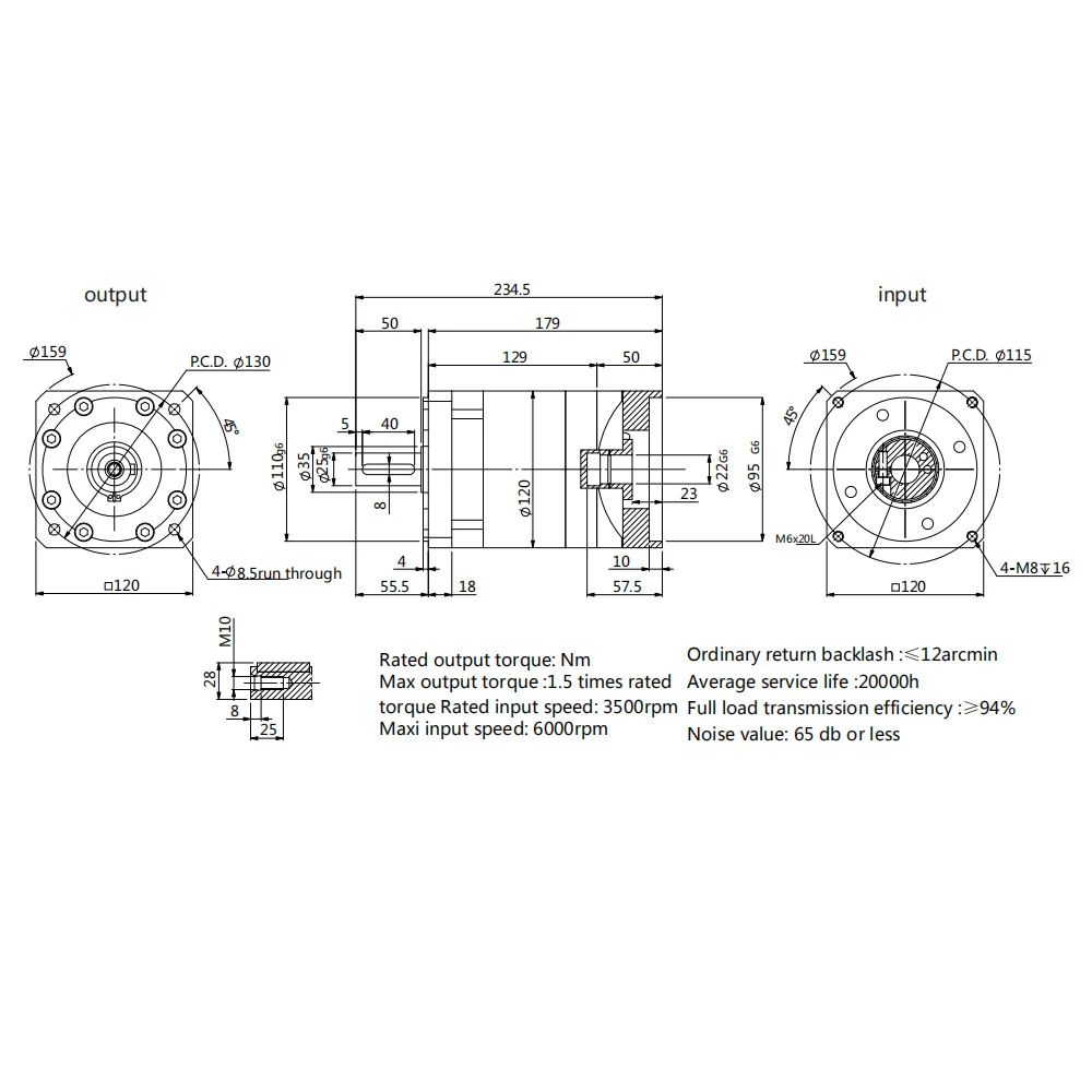 Planetary Reducer PLF120 Gearbox Ratio 5:1-100:1 Dia.22mm High Precision Gear Motor Match With 100 110 130 Servo Stepper Motor