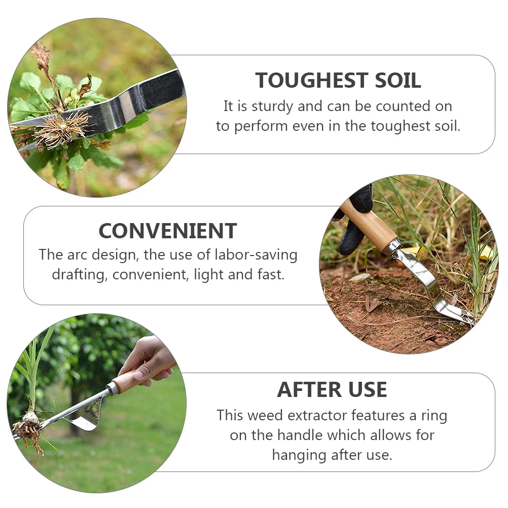 

Iron Weeder Fork Garden Tools Stainless Steel Ergonomic Handle Manual Weeding Device Root Remover Yard Work Tool