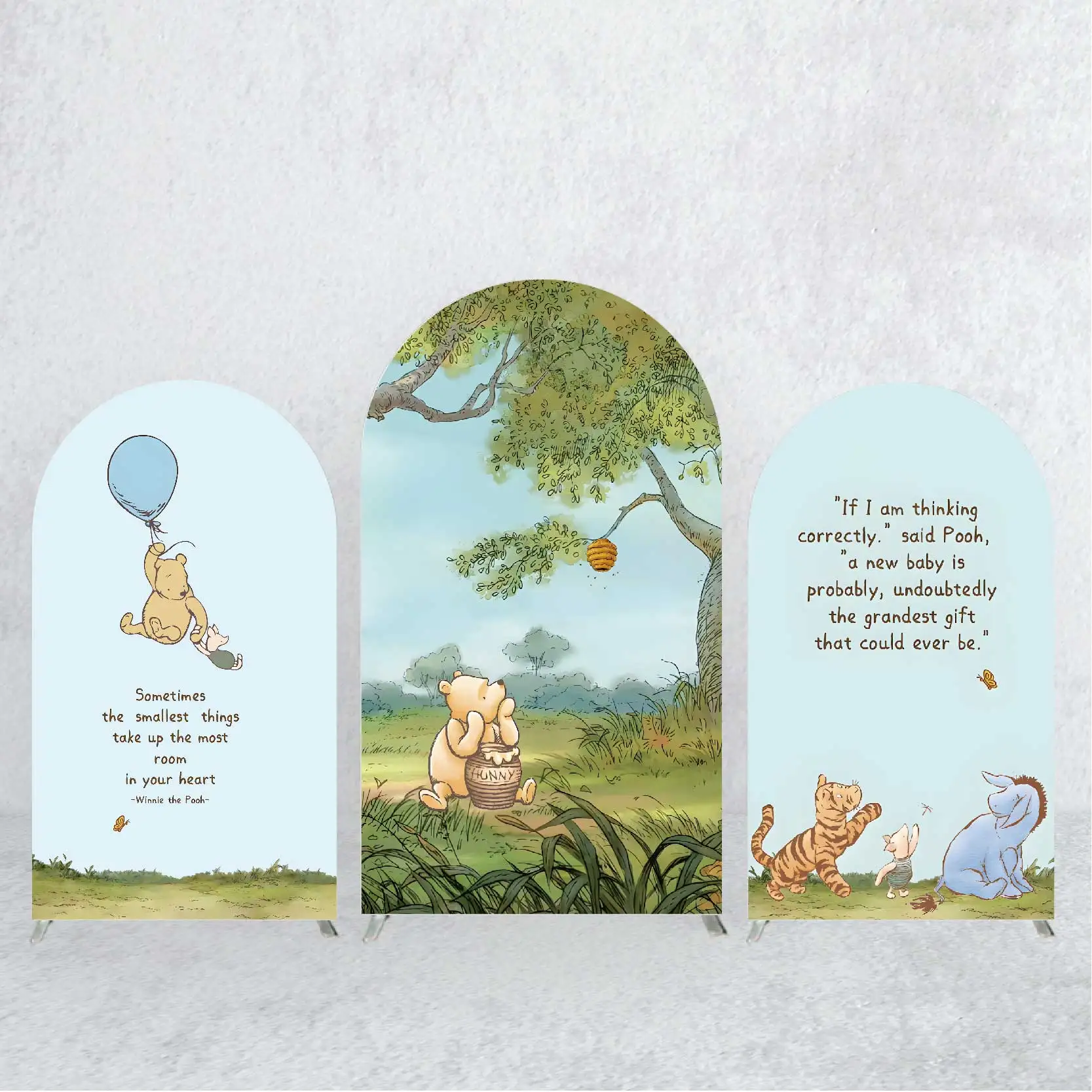 

Winnie The Pooh Theme Baby Shower Arch Backdrop Covers Kid's Birthday Party Supplies Background Banner Balloon Decoration