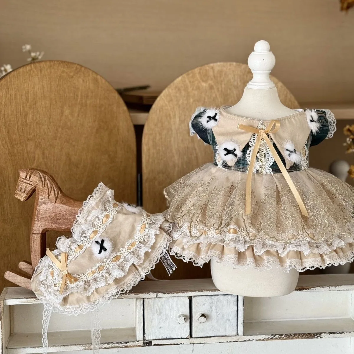 10 cm 15 cm 20 cm 40 cm Baumwollpuppenkleidung, beiges Kleid 50-55 cm wiedergeborenes Puppenkleid mit kostenlosem Versand