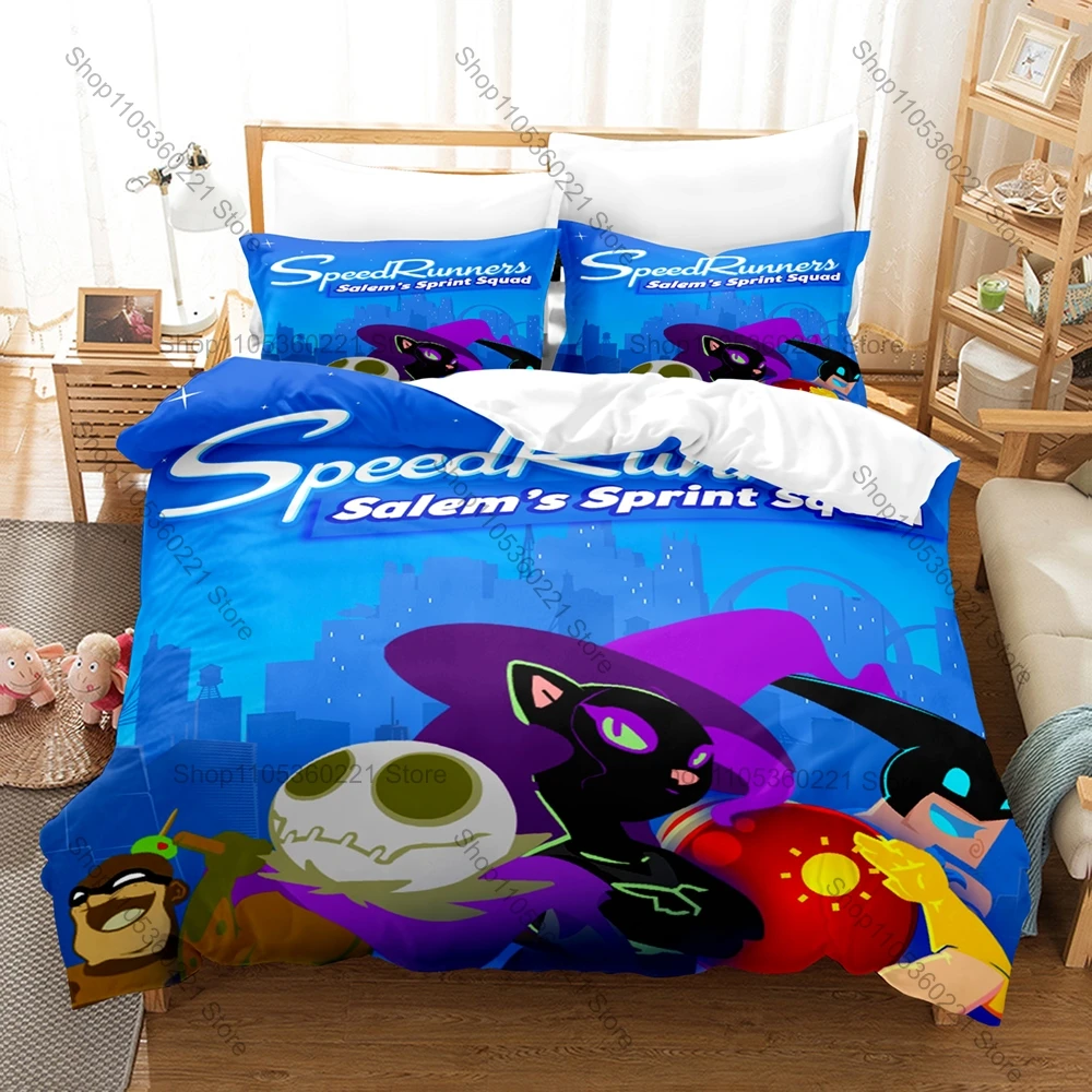 SpeedRunners 3PCS Bedding Set, Duvet Cover + 2 Pillowcases, Fun Racing Game Print Soft Microfiber for Gaming Fans Decor