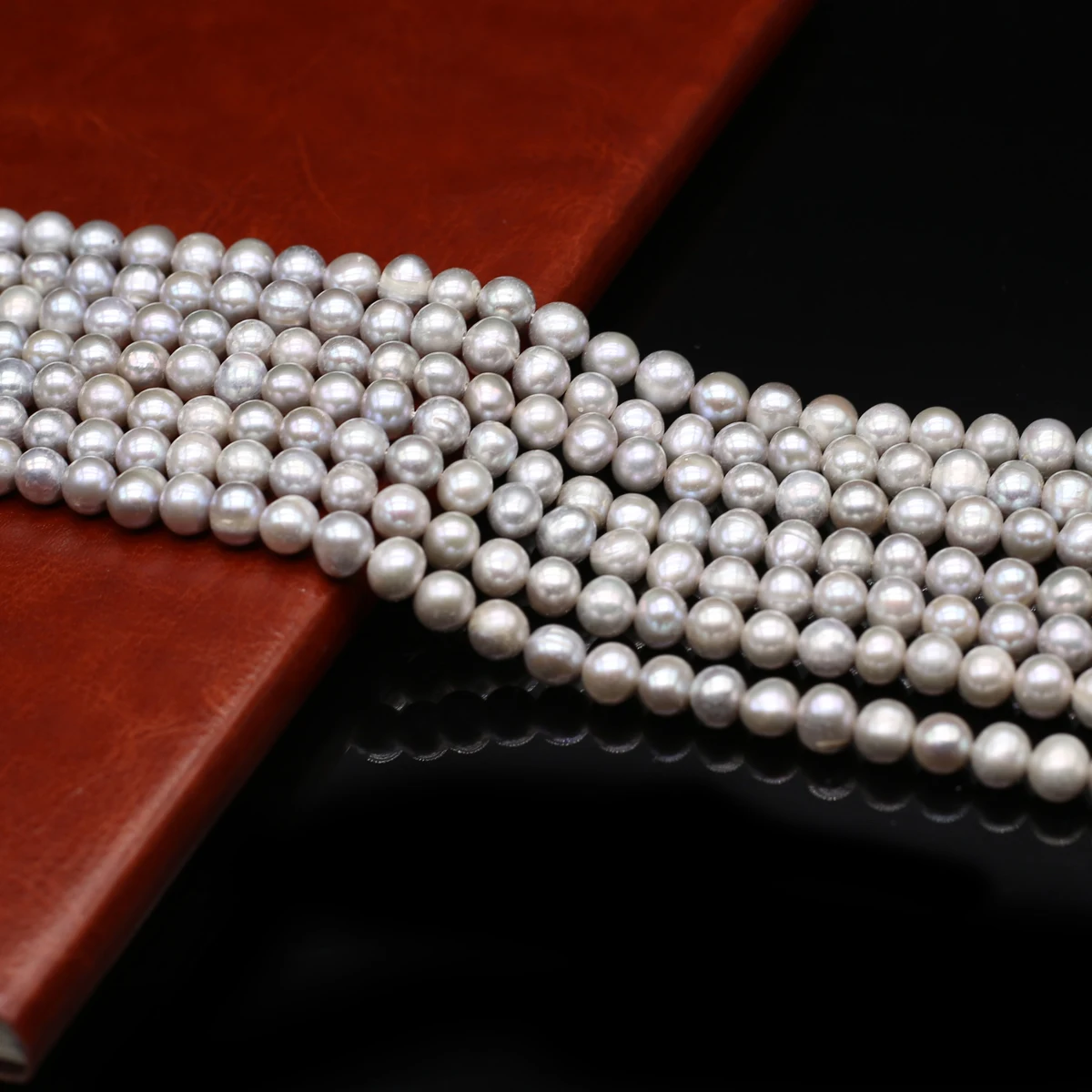 Natural Freshwater Pearls Gray Near Round Pearls Women Christmas Gift for Jewelry Make DIY Necklace Bracelet Accessories 7-8mm