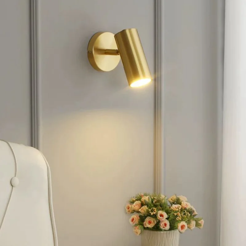 Modern Minimalist Wall Lamp Bedroom Living Room Sconce Gold & Black Metal Finish Rotatable Nordic Style Decor Lighting Fixture