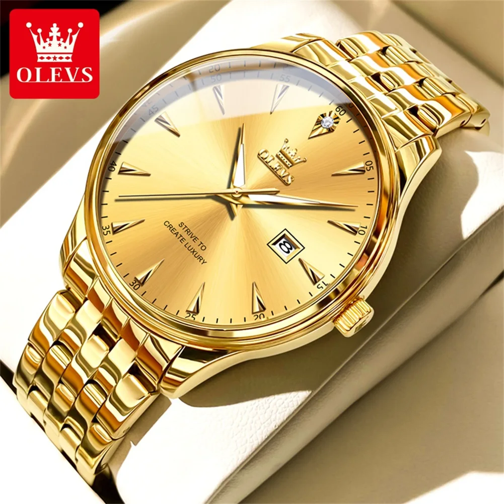 

OLEVS 5598 Top Brand Luxury Quartz Watch For Men Auto Date Business Wristwatch Stainless Steel Waterproof Luminous Man Watches