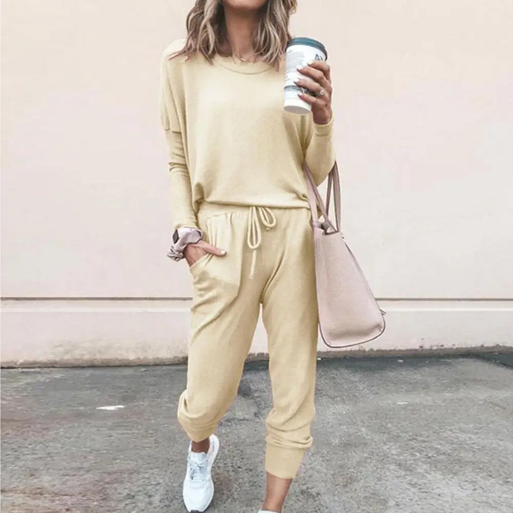 Women Autumn Casual Tracksuits 2023 Solid Color Loose Pullover Hoodies Two Piece Set Female Long Sleeve Tops Pants Sportswear