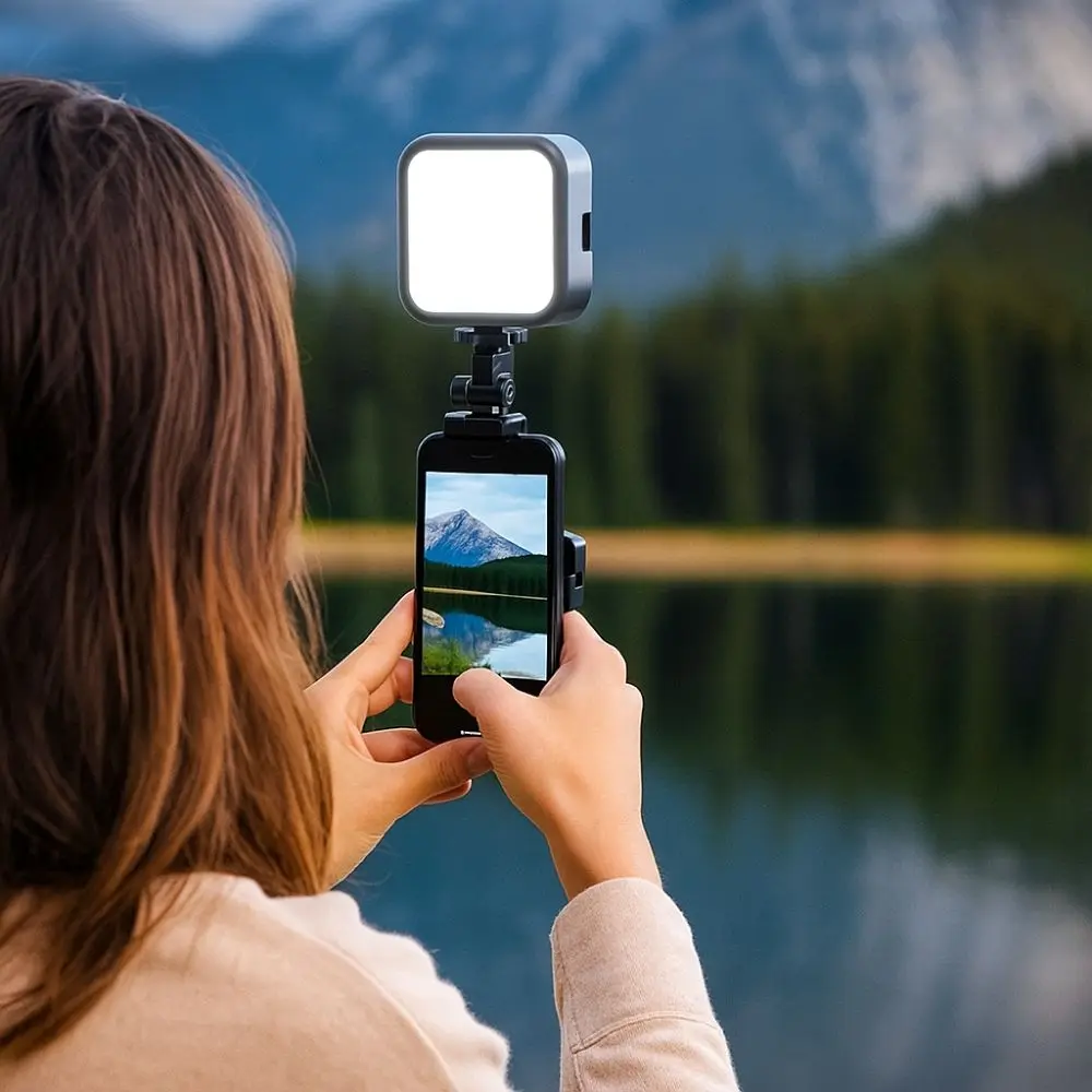 Practical Portable Selfie Fill Light RGB Three-color Adjustable Photography Lighting with Clamp Handheld LED Video Light Makeup