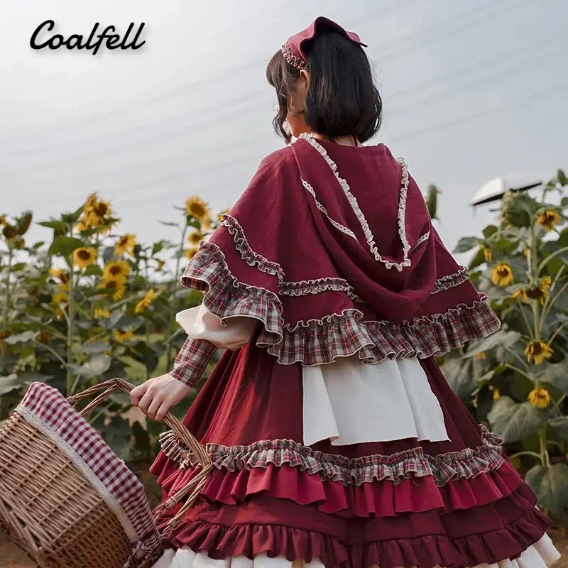 Coalfell [Little Red Riding Hood] Complete Lolita Autumn/Winter Lolita Cloak Lolita Dress Set op Dress