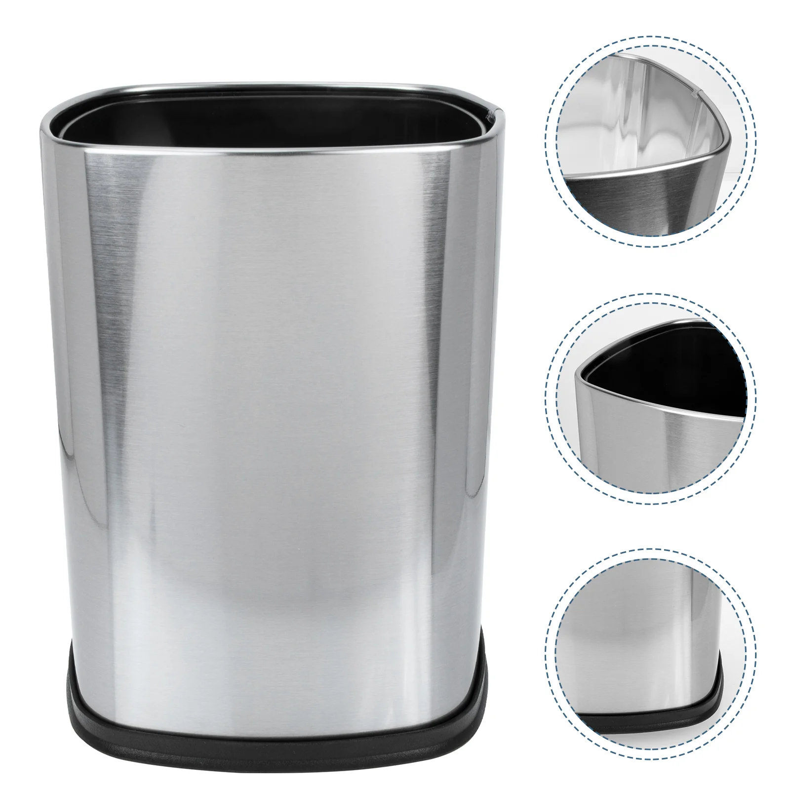 

Stainless Steel Garbage Bin Compact Square Lidless Trash Can Home Use Metal Waste Bin Garbage Container