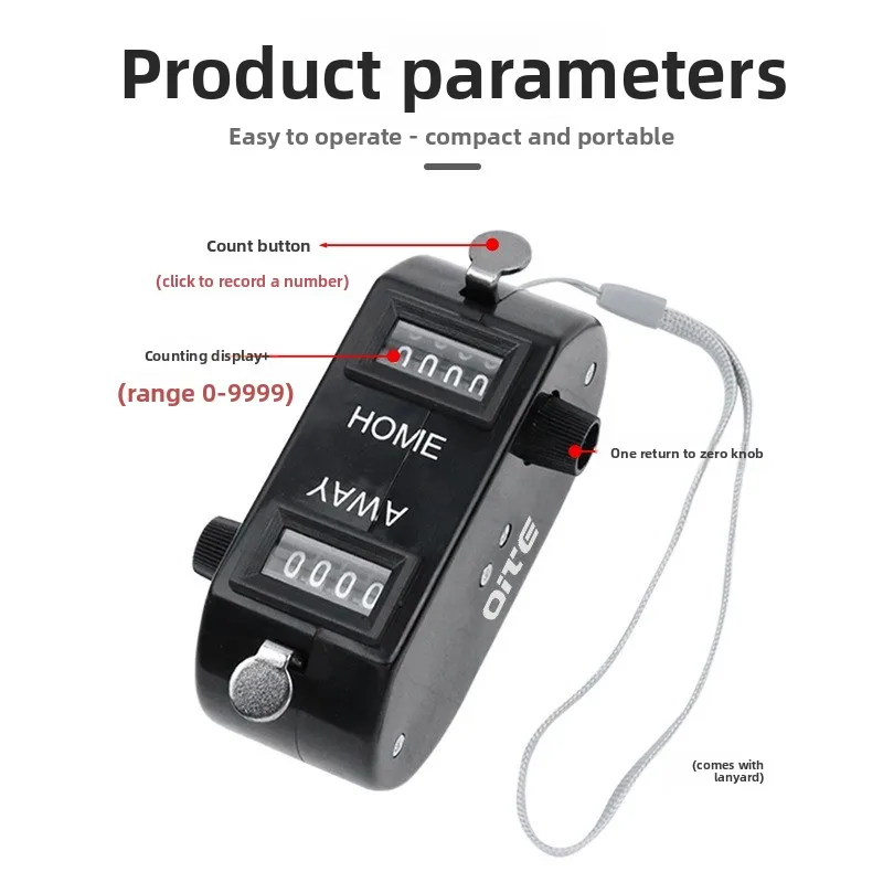 2026 Black Hand Tally Counter 4 Digit Plastic Electronic Clicker Manual People Flow Visitor Counting Device