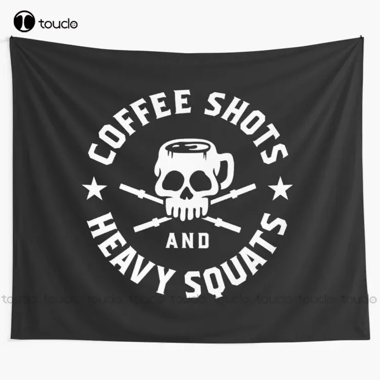 New Coffee Shots And Heavy Squats Tapestry Tapestry Prints Tapestry Wall Hanging For Living Room Bedroom Dorm Room Home Decor
