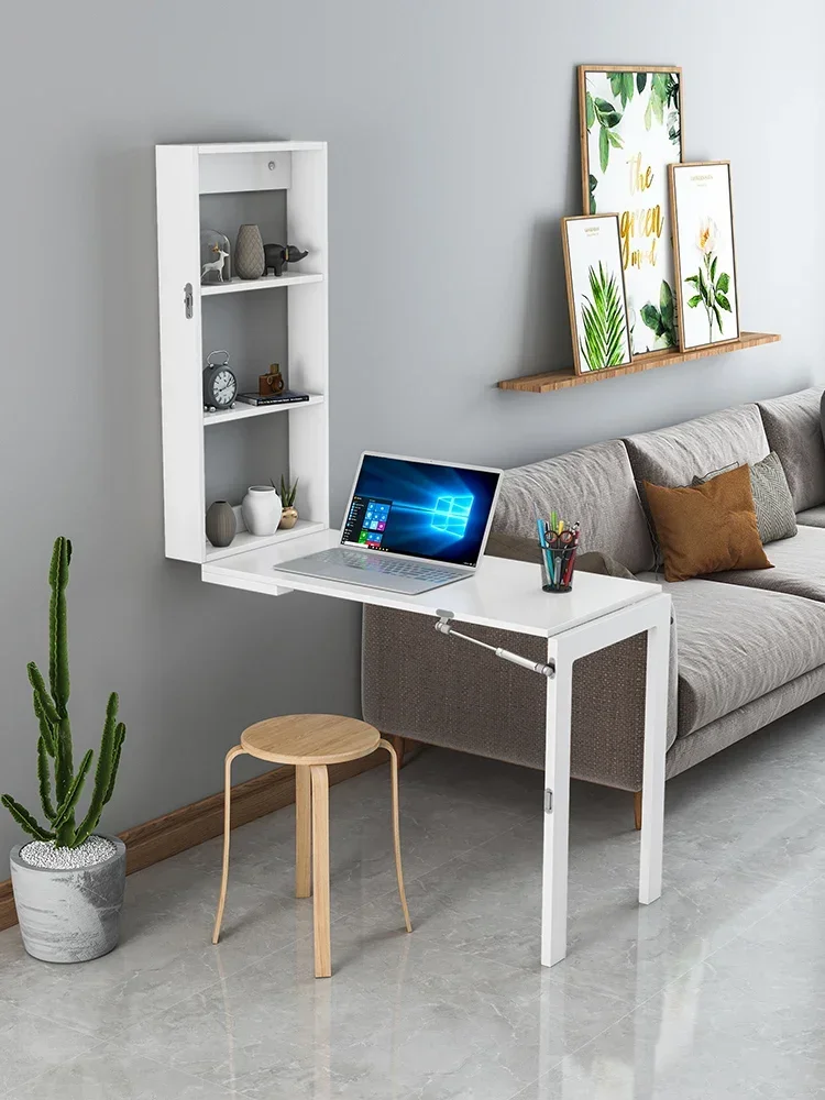 Wall-Mounted Folding Table Household Computer Desk Simple Wall-Mounted Storage Shelf Dining Table wooden table top furniture