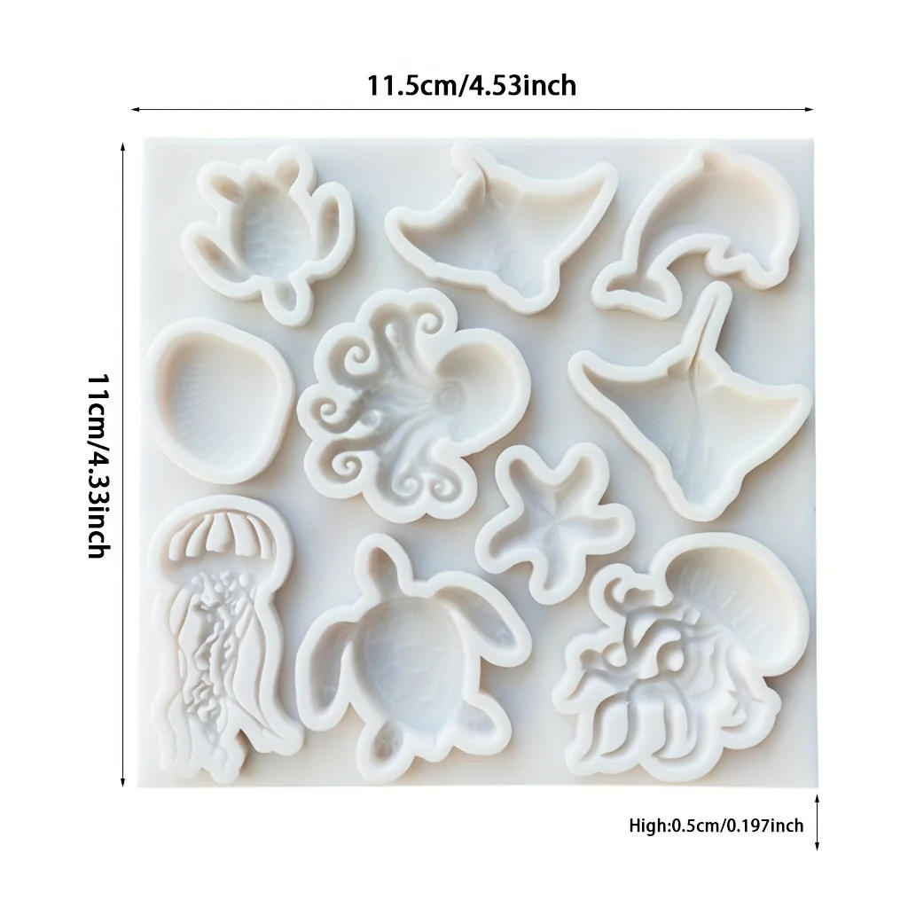 Meerestier-Silikonform: Oktopus, Qualle, Delfin, Schildkröte – für Fondant, Schokolade, Backen, Harz, Ton, Seife, DIY-Bastelarbeiten – Detail 4