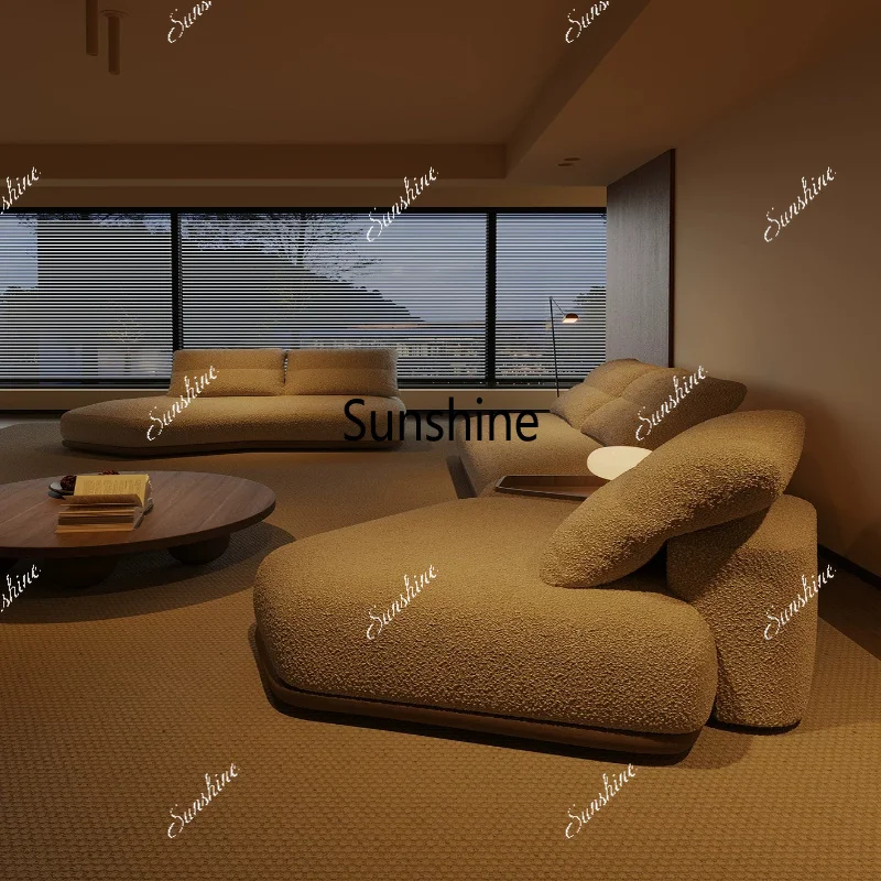 Wabi Sansan special-shaped sofa lamb wool fabric, high-end sense of floor, living room home design sense